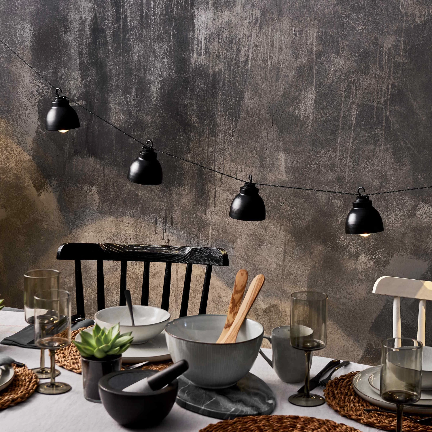 Metall-Lampenkette Mit Stecker WAREHOUSE In Schwarz – Bild 6