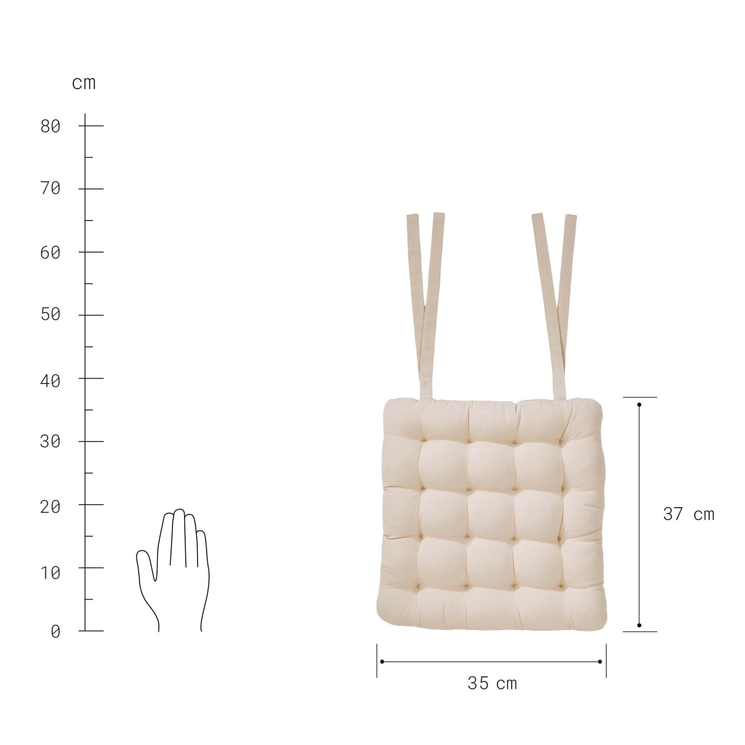 Stuhlkissen Mit Bändchen L 35 X B 37cm SOLID In Creme – Bild 3